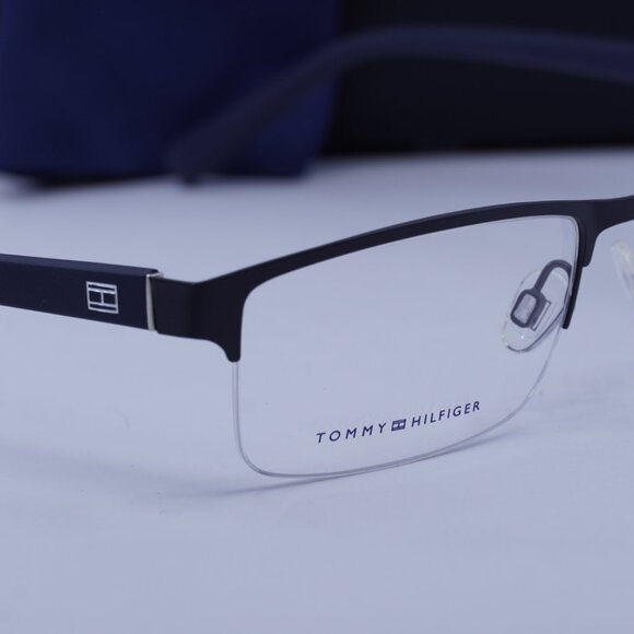 Tommy Hilfiger TH 1759 0FLL 00 Rectangle Eyeglasses – Matte Blue 54mm - Picture 2 of 10